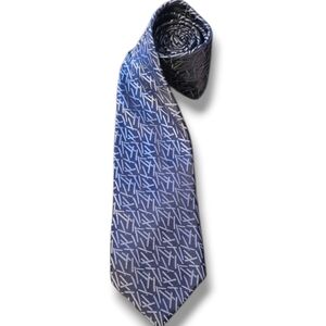 Lanvin Blue Silver Silk Tie